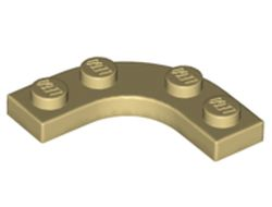 Plate, Round Corner 3 x 3 with 2 x 2 Curved Cutout, Tan (68568 / 6397561)