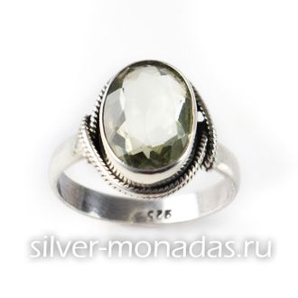 Серебряное кольцо с зеленым аметистом (С-046)