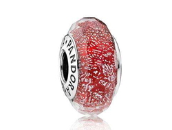 Шарм пандора красный переливающийся мурано Артикул: 791654