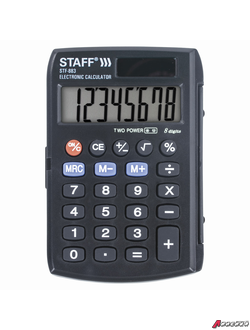 Калькулятор карманный STAFF STF-883 (95×62 мм), 8 разрядов, двойное питание. 250196