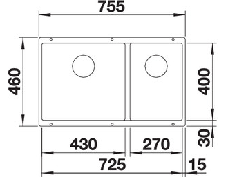 Мойка Blanco SUBLINE 430/270-U с отв.арм. InFino, 523160