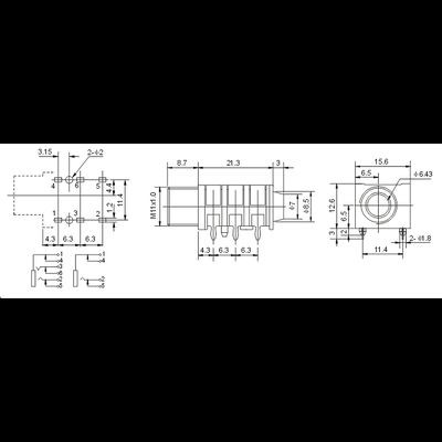 Гнездо «под Джек» (Jack 6,35 мм) CK-6.35-36