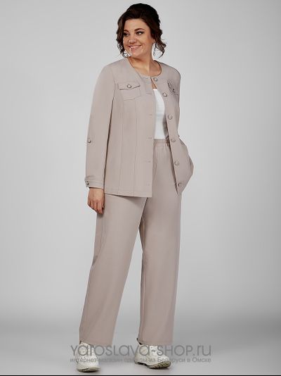 Костюм бежевый 2-х предметный брючный