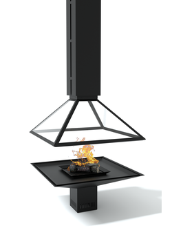 Камин  HOT центральный с подъемным стеклянным куполом