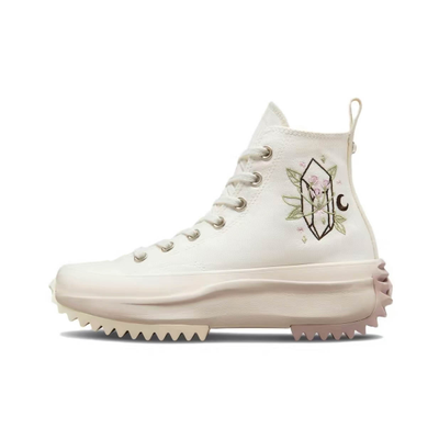 Кеды Converse Run Star Hike High Top embroidered Crystals бежевые с вышитыми кристаллами