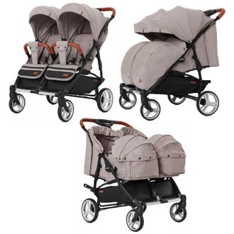 Коляска 2в1 для двойни Carrello Connect Cotton Beige