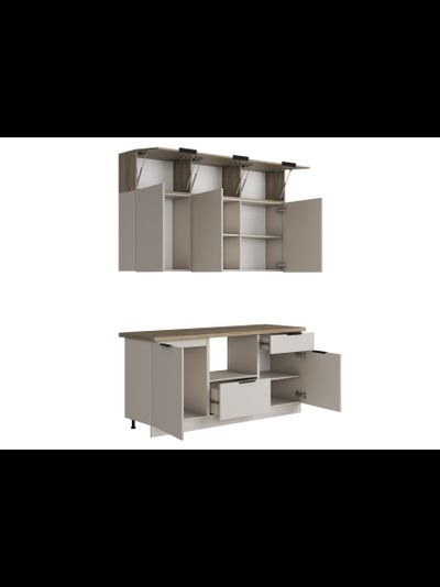 Бохо кухня 1,8 м Дуб Крафт Серый/Кашемир