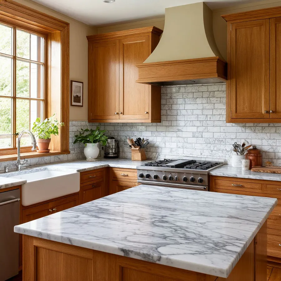 Столешница: кварцевый агломерат (или акрил) — точная подгонка; срок установки: 2–3 дня.
