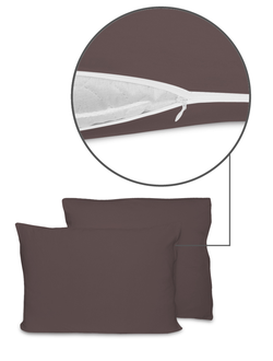 Наволочки Cleo трикотажные на молнии 70х70 100% хлопок (2шт.) (шоколад) 70/15