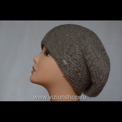 Орехово - розовый женский вязаный берет Vizio Италия 6509  фото