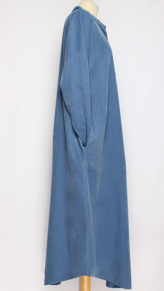 Платье Бохо вельветовое "СТОЙКА ЗАЩИП ПУГОВКИ" джинс, бежевое, малахит, хаки до р.52