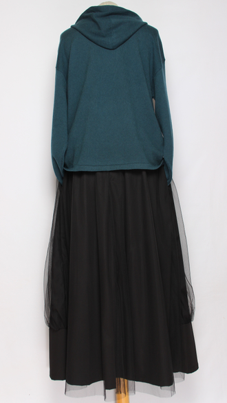 Юбка  "Широкая сетка карманы" чёрная до р.54