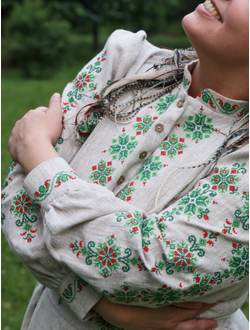 Платье-рубашка «Процветание» из небеленого льна