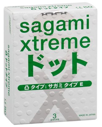 Презервативы Sagami Xtreme Type-E с точками - 3 шт, Sagami, Япония