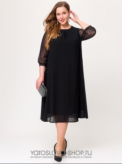 Модель:А-3955.Эффектное шифоновое женское платье А–силуэта