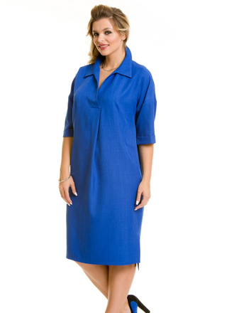 Платье с отложным воротником 637 синий. Размер 52- последний.