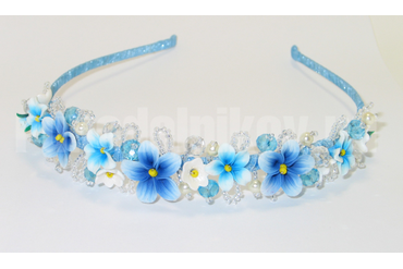 ободок декорированный цветами из полимерной глины