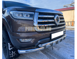Защита переднего бампера двойная с перемычками ПапаТюнинг для Great Wall Poer 2021-