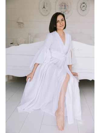 Будуарное платье-халат (белое)