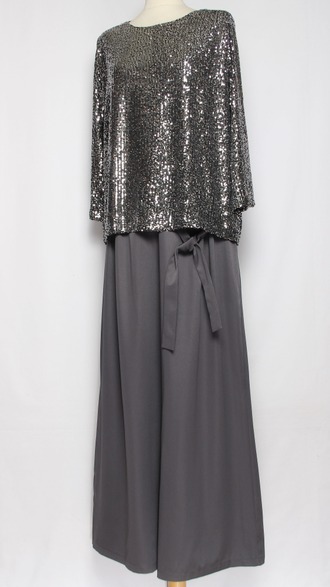 Брюки "палаццо С БАНТОМ" серые р.54