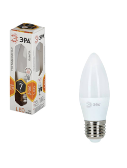 Лампа светодиодная ЭРА, 7 (60) Вт, цоколь E27, "свеча", теплый белый свет, 30000 ч., LED smdB35-7w-827-E27