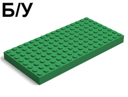! Б/У - Brick 8 x 16, Green (4204 / 4181116 / 420428) - Б/У