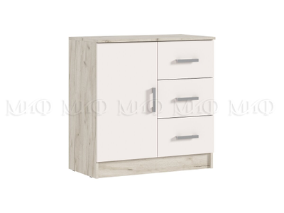 Бася Комод с 3-мя ящиками, дверью Кашемир, дуб крафт серый ш800хв816хг430 мм