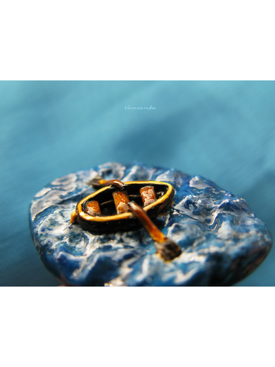 По морю лодочка плыла... Морское кольцо из полимерной глины