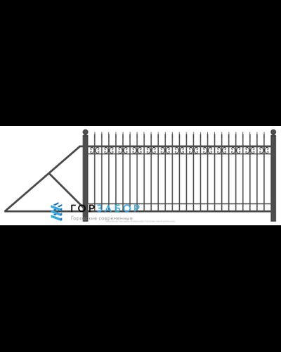 Откатные сварные ворота с элементами ковки KSZ15-26 с монтажом