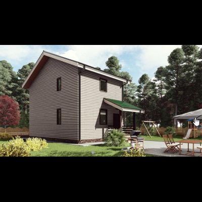 Двухэтажный каркасный дом с двумя спальнями 145м² (SK63)