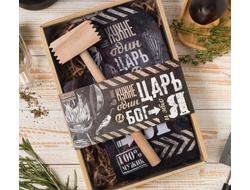 Подарочный мужской набор "Царь на кухне", варежка-прихватка 20х28см, молоток деревянный