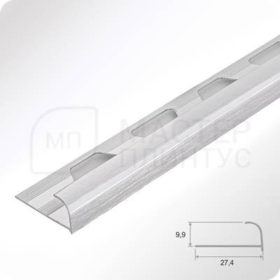 Алюминиевый окантовочный профиль для плитки ПО 10 серебро глянец браш