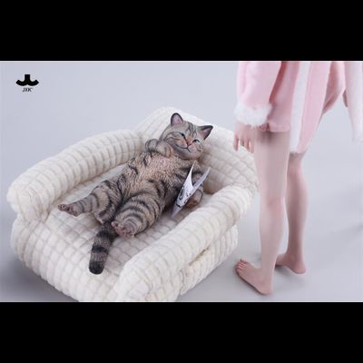 Котик на софе (серый) - Коллекционная фигурка 1/6 Lazybones Cat (JXK293A) - JXK