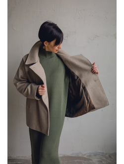 Пальто-бушлат из шерсти (песочный)