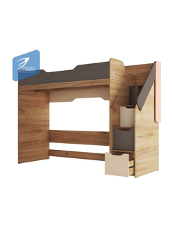 Кровать-чердак КР-001 РИЧ Миндаль/Глиняный серый (Стиль