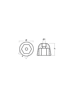 Цинковый анод Tecnoseal 01051 Ø42x34мм полусферический для подруливающего устройства Sidepower SP125T-285TC