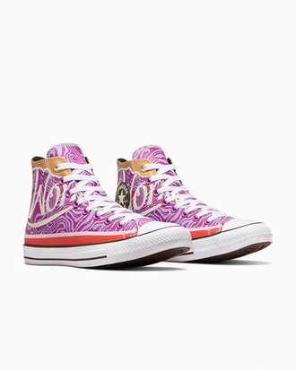 Pink and purple converse high tops online