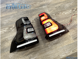 Стопы Toyota Land Cruiser Prado 150 2009-2017 стиль 2018+ с анимацией (дымчатые)