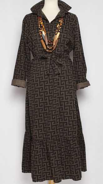 Платье-рубашка Бохо "ОРНАМЕНТ1" шоколад р.44-46