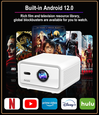 Проектор Everycom CubeLite Mini Full HD оригинал, Андроид 12.0, 2/32Gb, 1500 Ansi люменов
