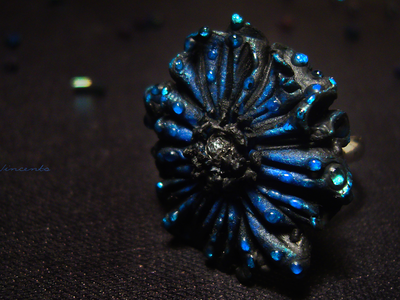 Кольцо-цветок в стиле фэнтези "Ночная магия"
