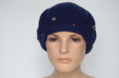 Синий итальянский берет из фетра Вицио фото
