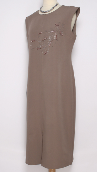 КОСТЮМ  "ДВОЙКА1" платье и жакет бежевый р.48-54