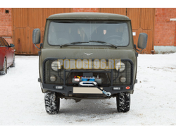 Передний силовой бампер серии Трофи на УАЗ Буханка 2989, 3741, 3909, 2206, 3962, 3303, 39094 1965- (02.214.03)