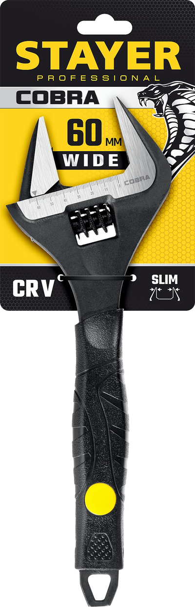 Разводной ключ 300/60 мм, STAYER COBRA Professional