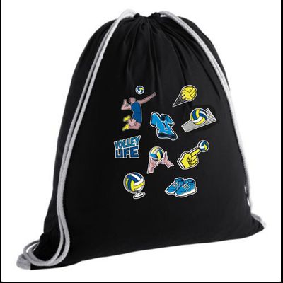 Рюкзак холщовый со стикерами черный