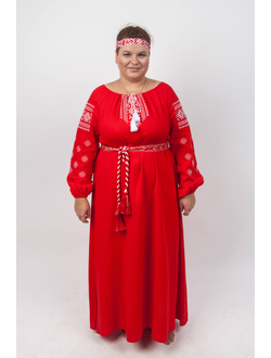 Славянское платье с вышивкой  "Репейник счастья".