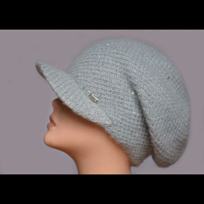 vizio кепка итальянская вязаная зимняя с пайетками голубая фото