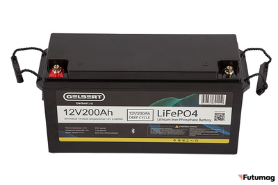 Литиевый тяговый аккумулятор Gelbert LiFePO4 (12V/200Ah/200А/2,400Wh) Bluetooth