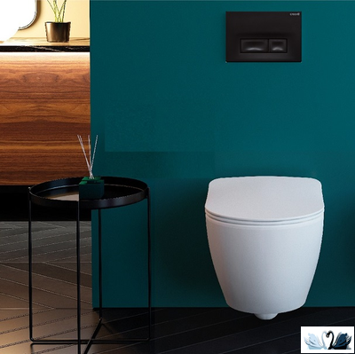 Панель смыва инсталляции для унитаза CREAVIT ORE GP3002.01 в зеленом интерьере с унитазом Free